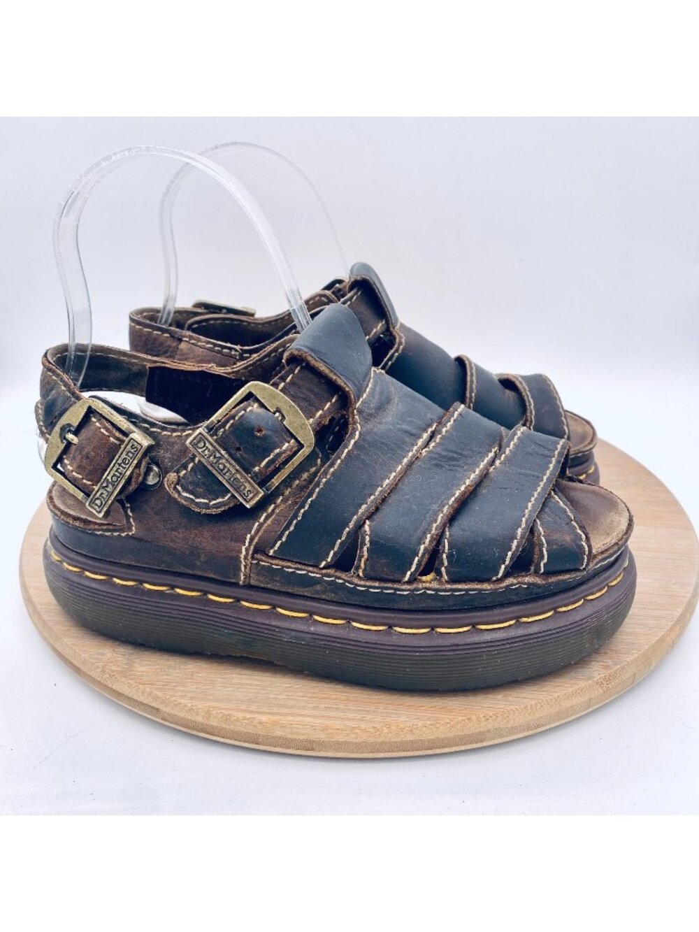 Vintage Dr Marten Sandals Womens 5 Brown Leather Chunky Platform England y2k
